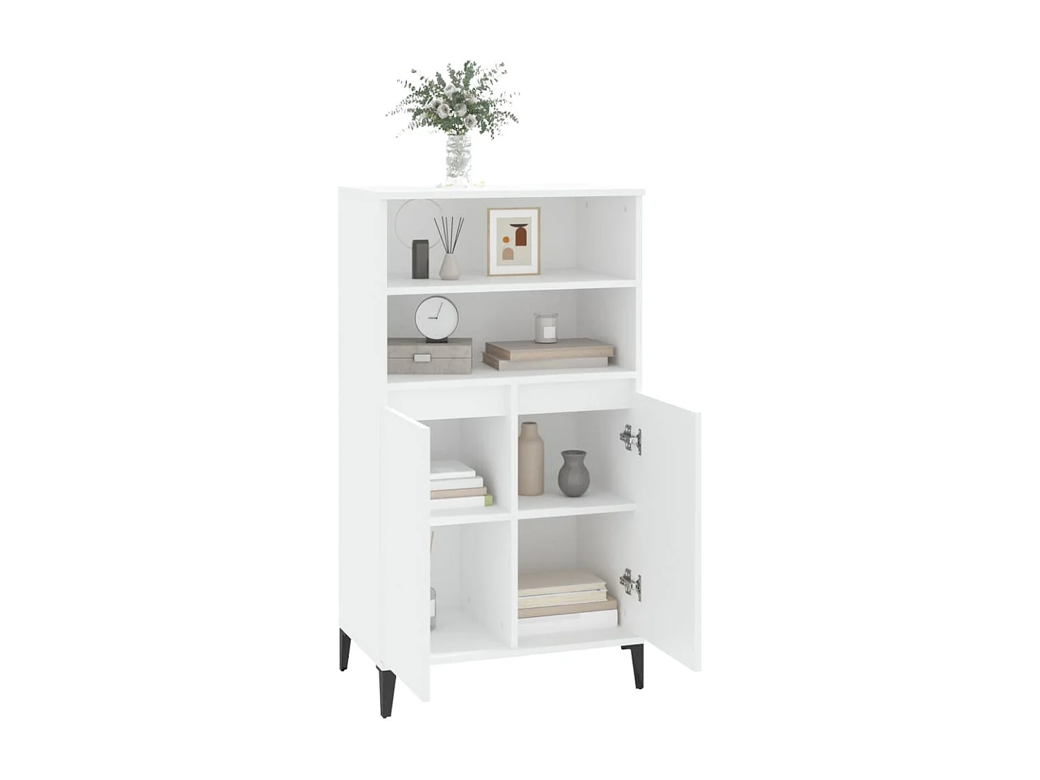 Buffet haut Blanc 60x36x110 cm Bois d'ingénierie