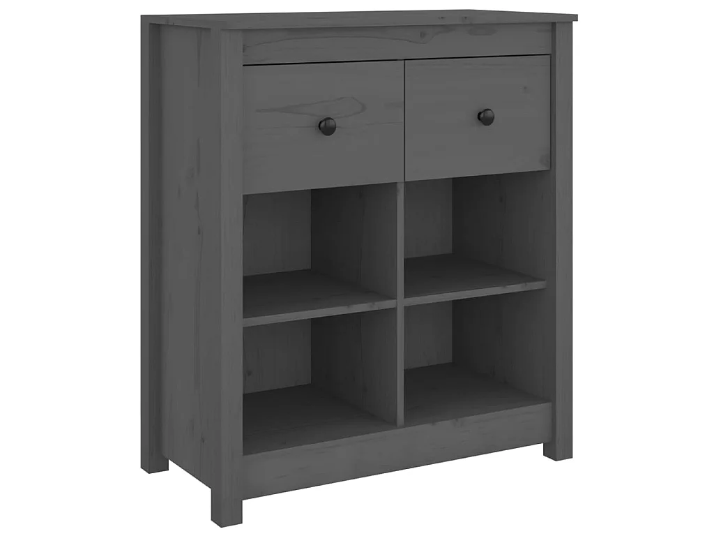 Buffet Gris 70x35x80 cm Bois massif de pin