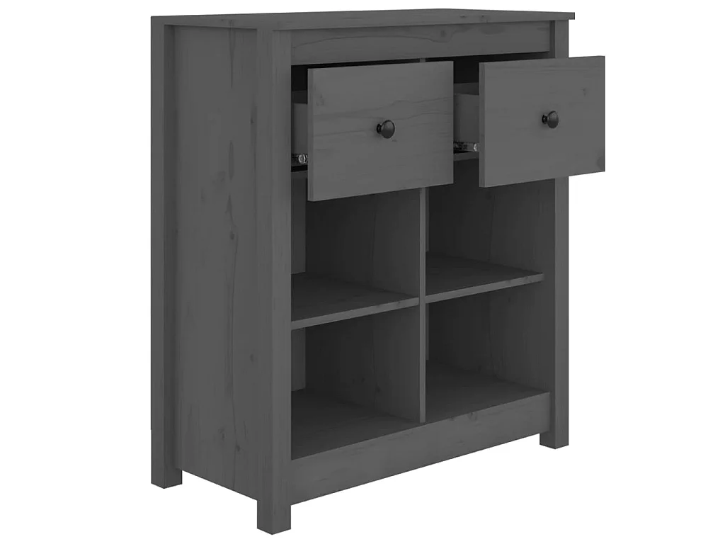 Buffet Gris 70x35x80 cm Bois massif de pin