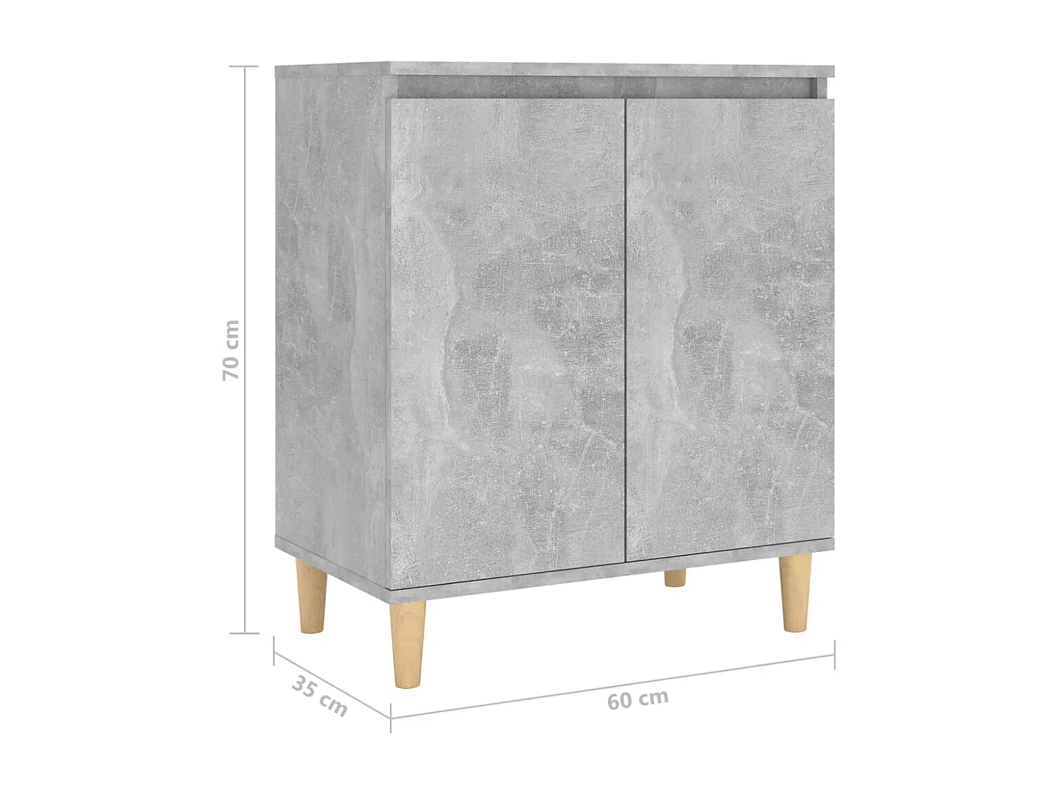 Buffet avec pieds en bois Gris béton bois d'ingénierie