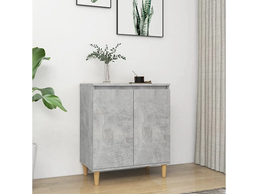 Buffet avec pieds en bois Gris béton bois d'ingénierie