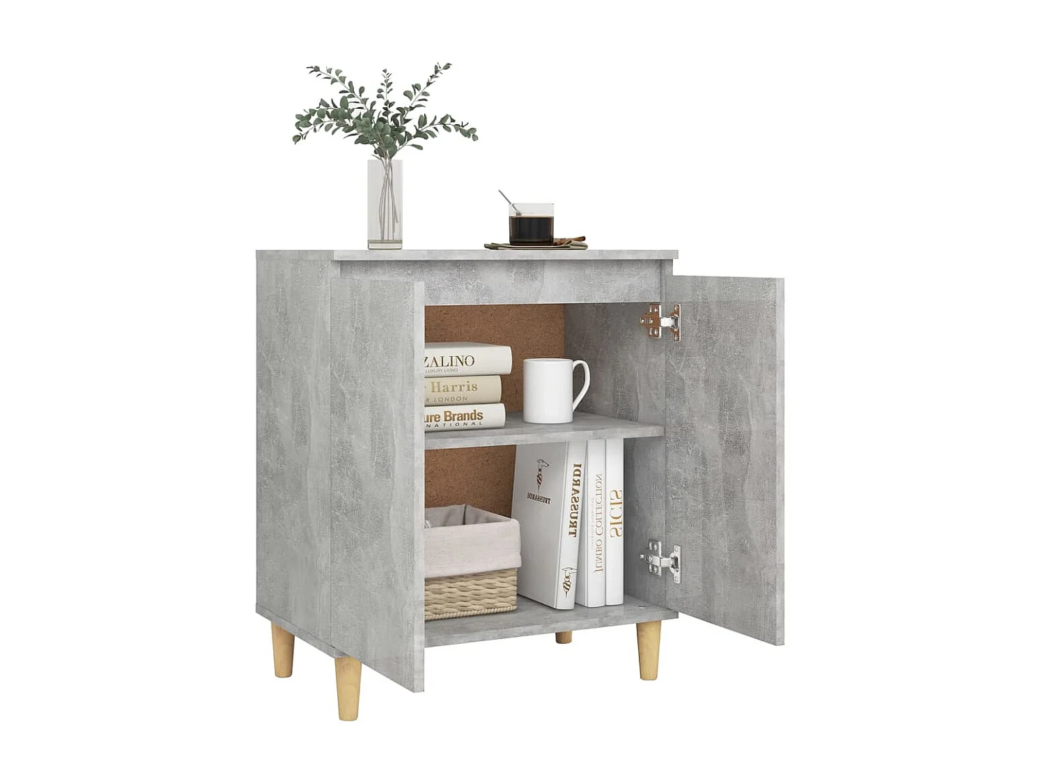 Buffet avec pieds en bois Gris béton bois d'ingénierie