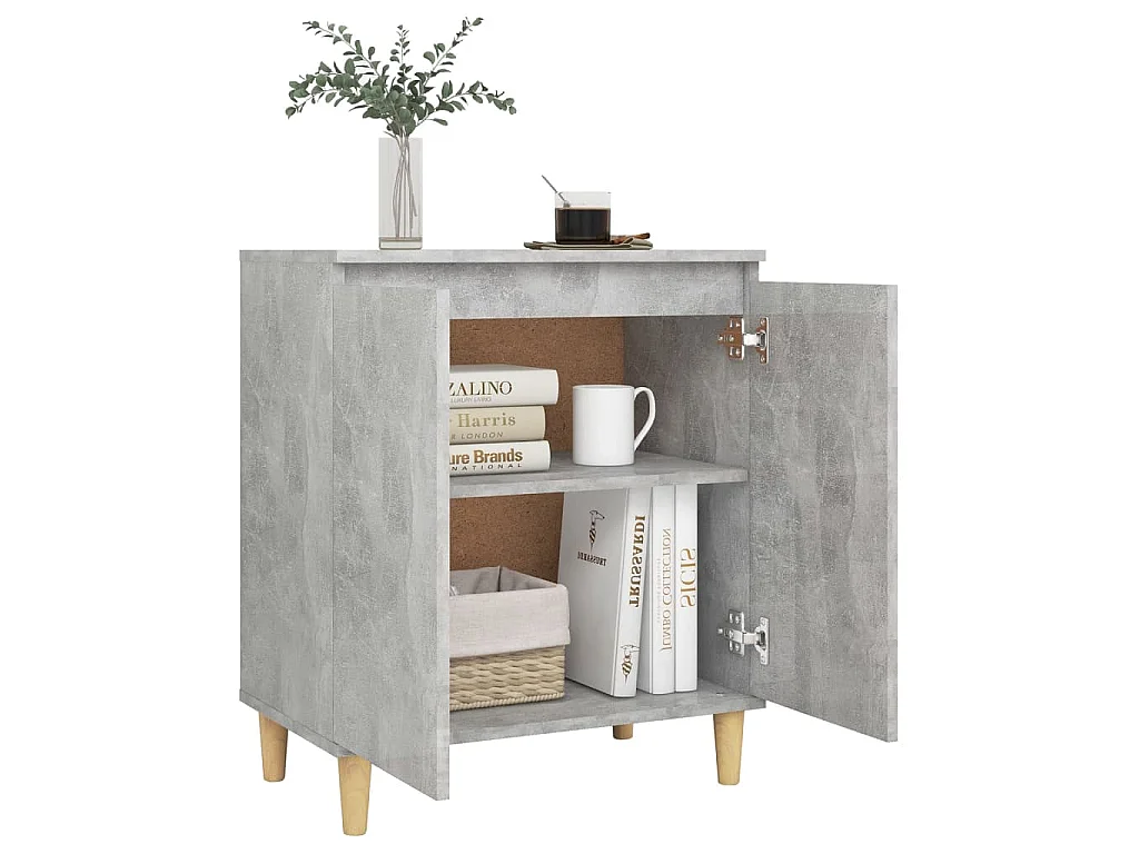 Buffet avec pieds en bois Gris béton bois d'ingénierie