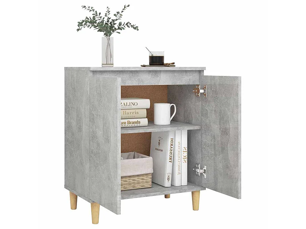 Buffet avec pieds en bois Gris béton bois d'ingénierie