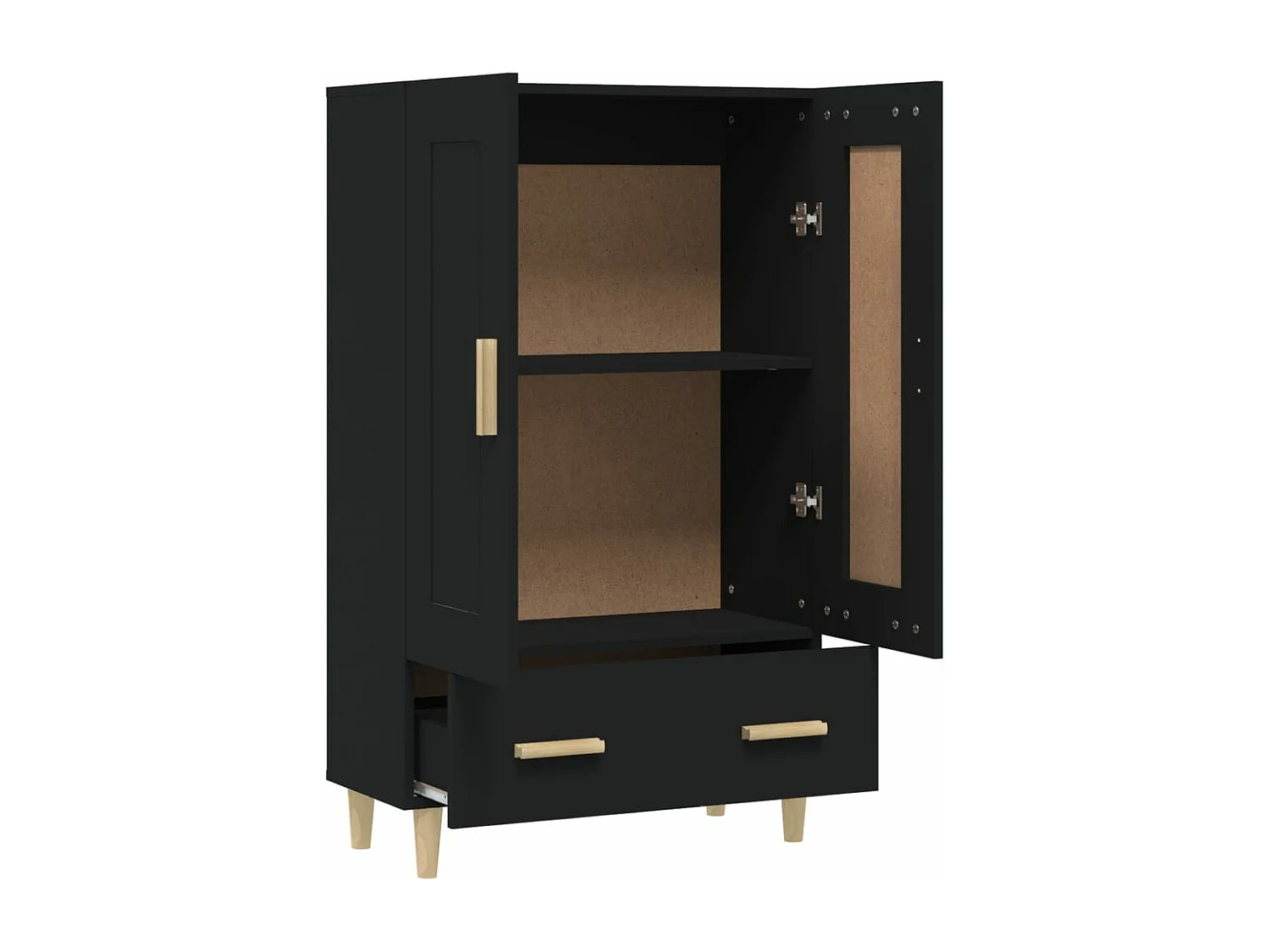 Credenza Nera 70x31x115 cm in Legno Multistrato