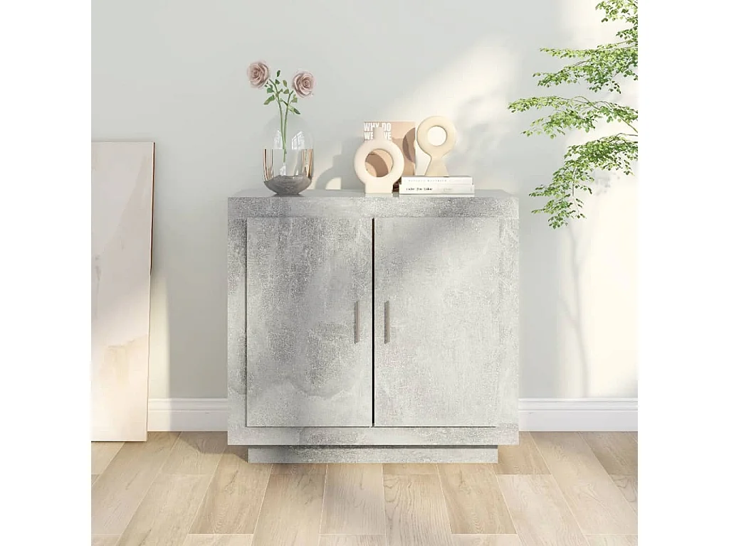 Buffet Gris béton 80x40x75 cm Bois d'ingénierie