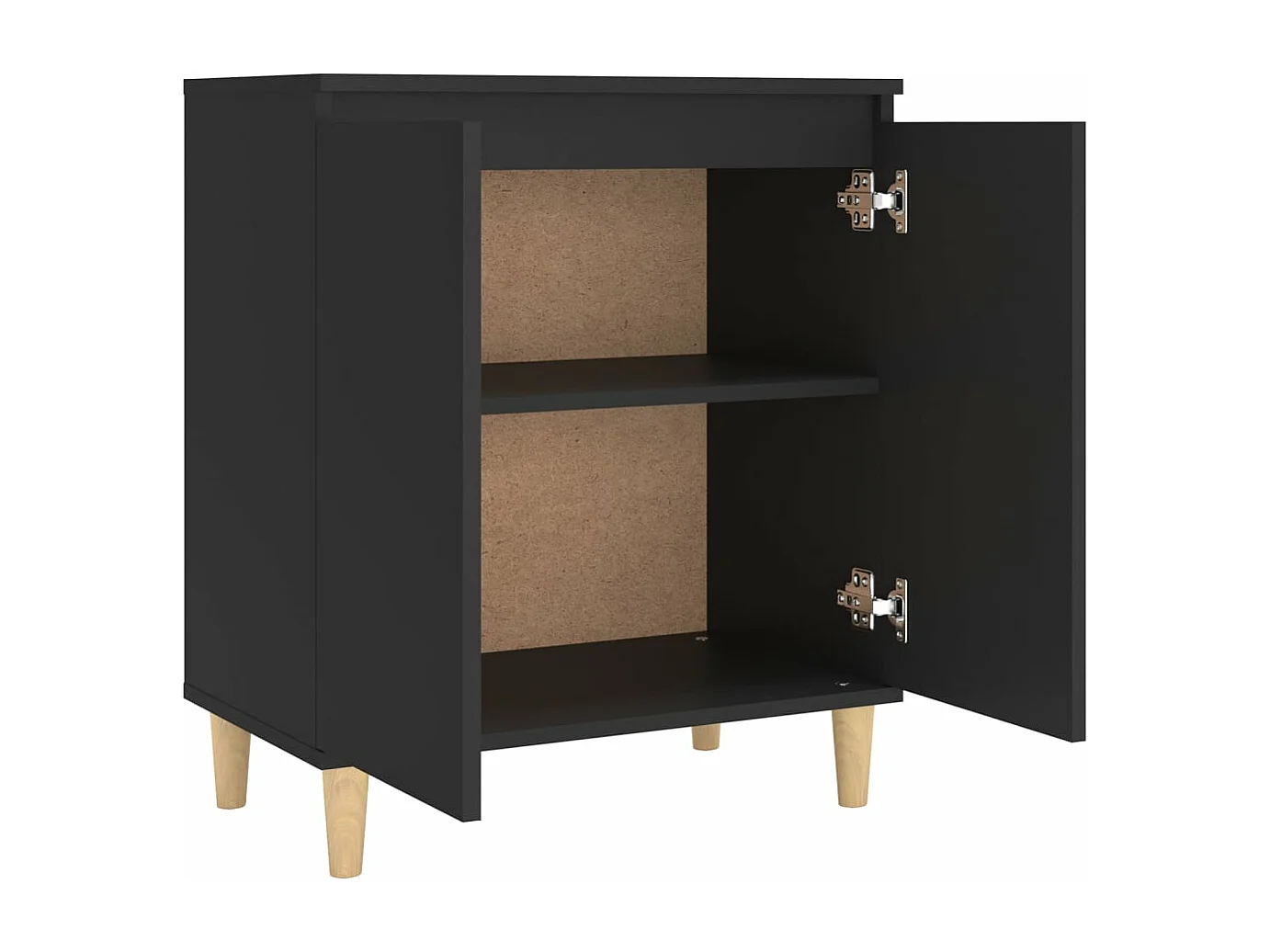 Aparador con patas madera contrachapada negro 60x35x70 cm
