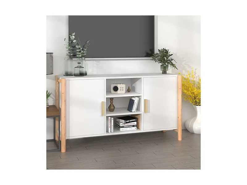 Buffet Blanc 107x38x60 cm Bois d'ingénierie