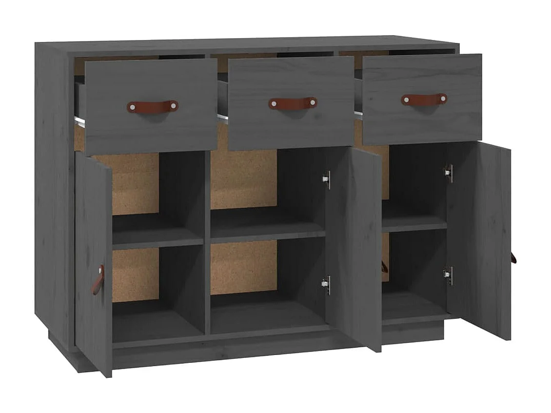Buffet Gris 100x40x75 cm Bois massif de pin