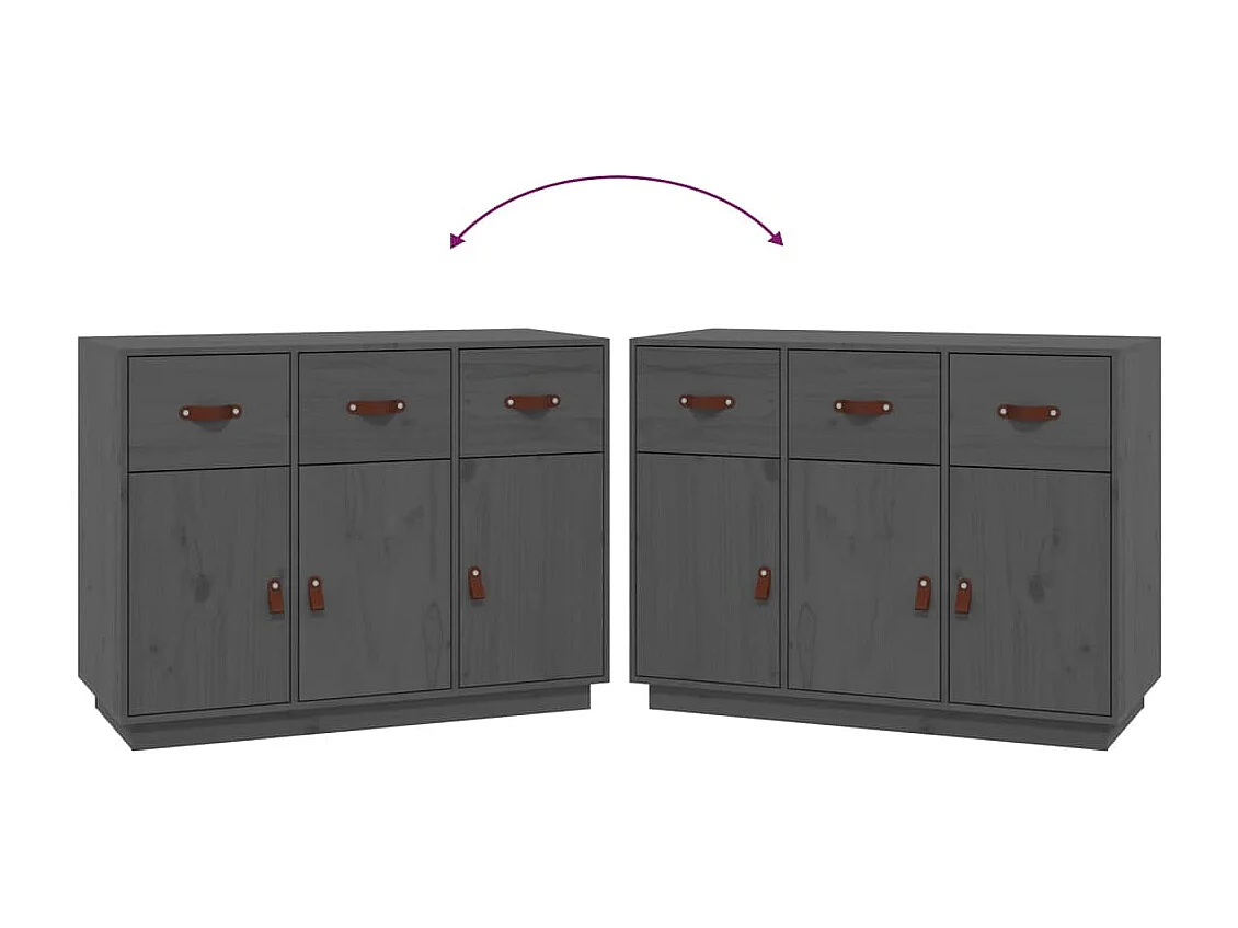 Buffet Gris 100x40x75 cm Bois massif de pin