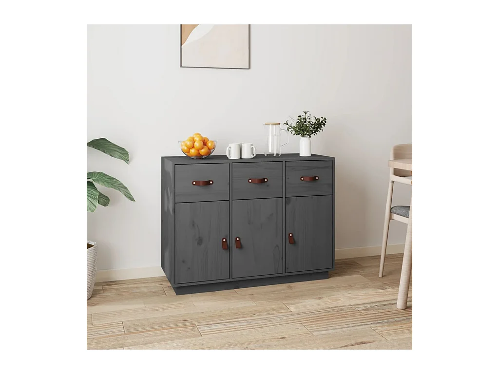 Buffet Gris 100x40x75 cm Bois massif de pin