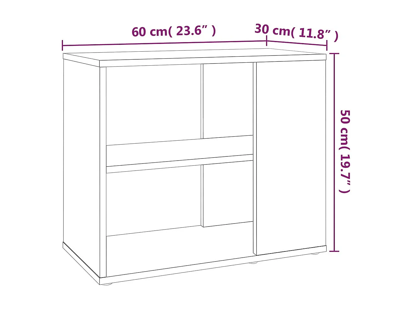 Móvel de apoio 60x30x50 cm derivados madeira carvalho castanho