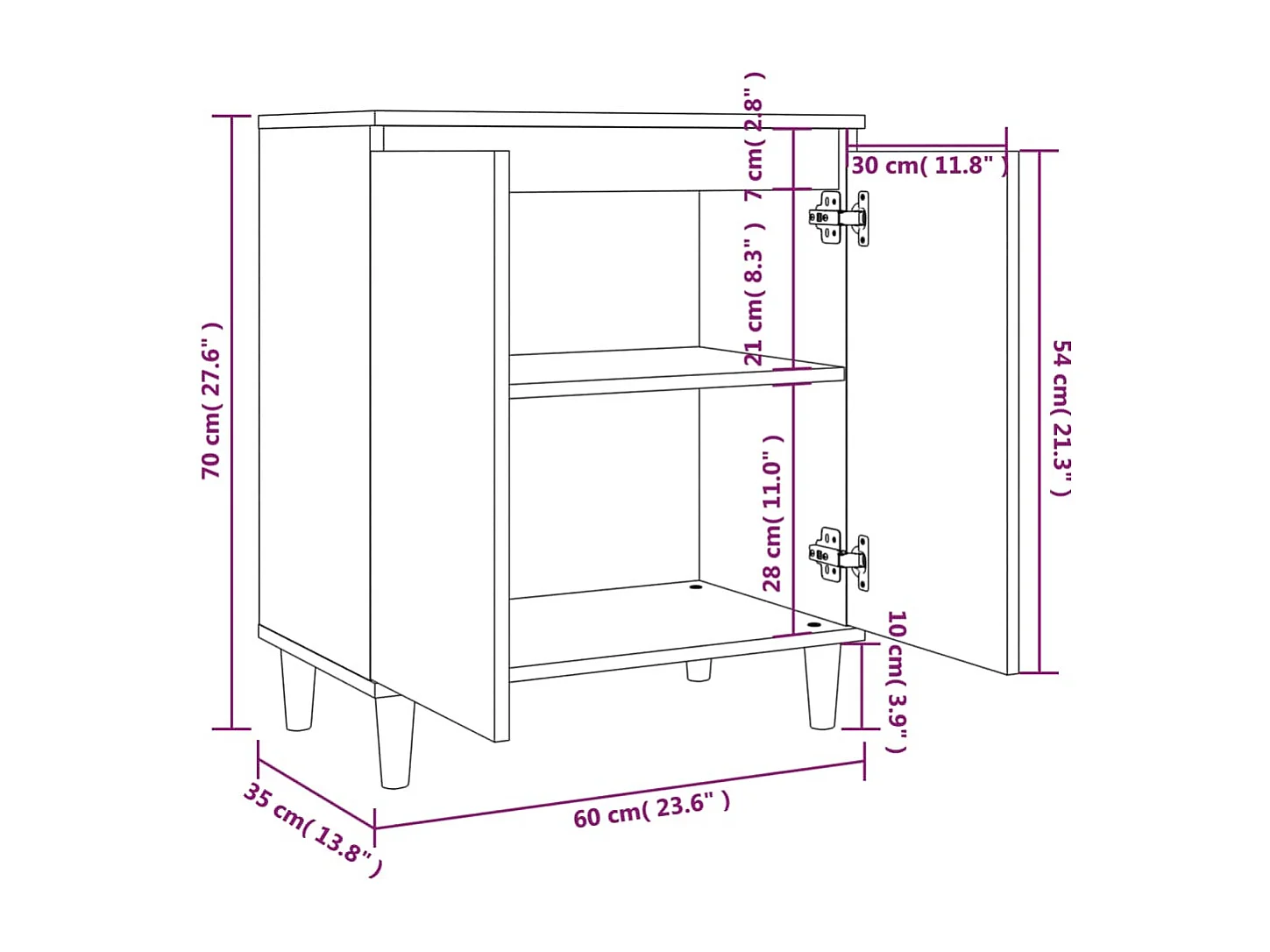 Buffet Sonoma gris 60x35x70 cm Bois d'ingénierie