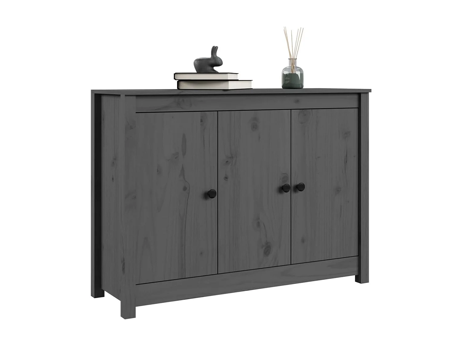 Buffet Gris 100x35x74 cm Bois massif de pin