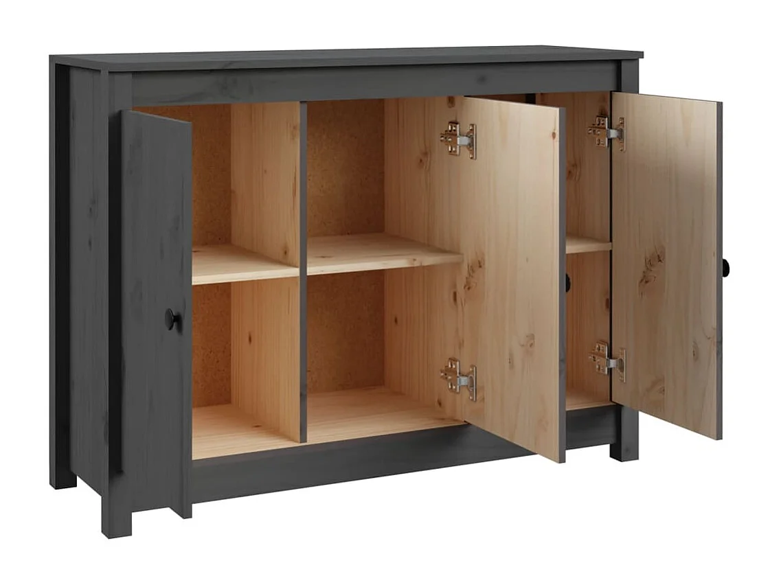 Credenza Grigia 100x35x74 cm in Legno Massello di Pino