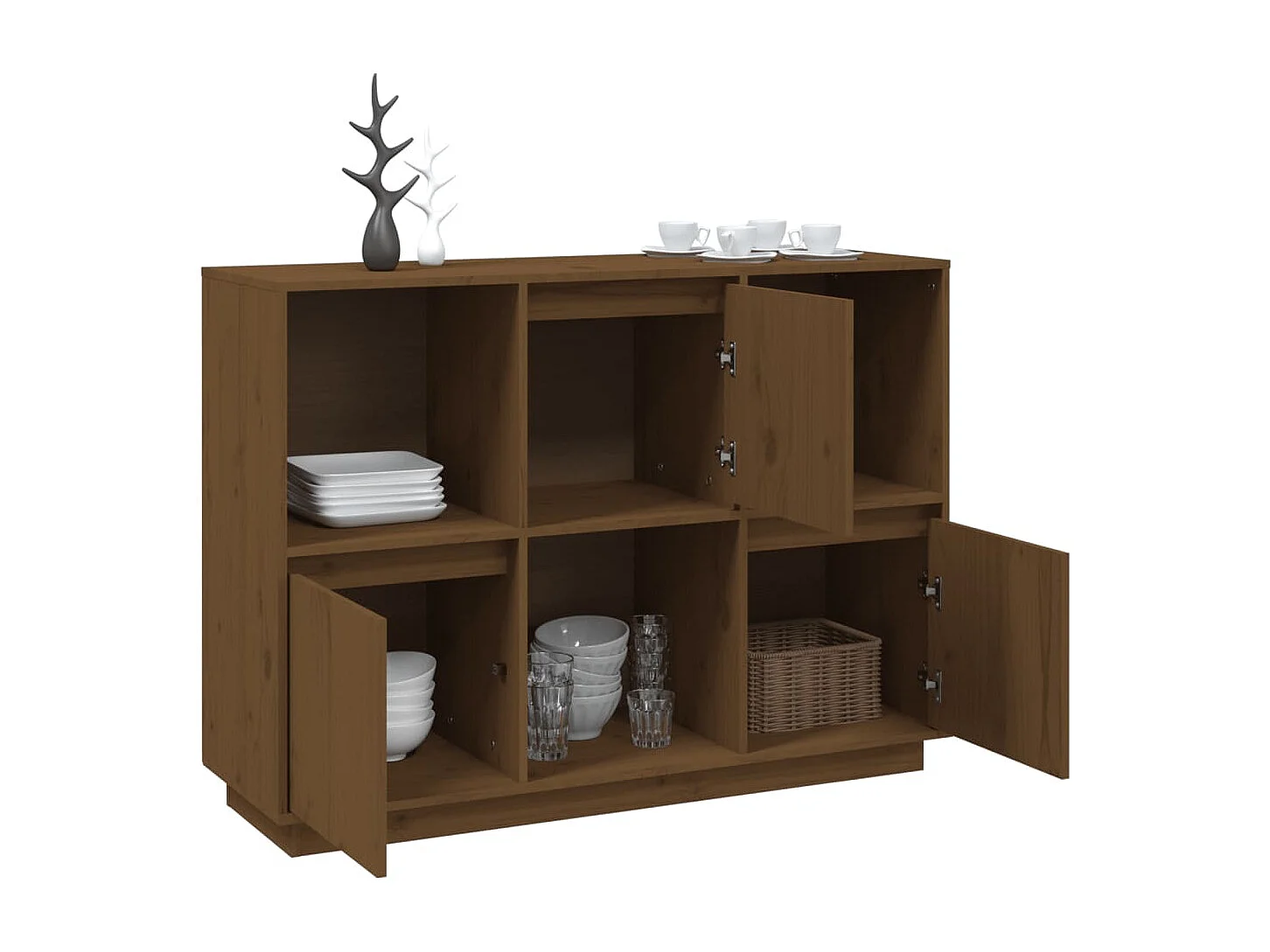 Dressoir 110,5x35x80 cm massief grenenhout honingbruin