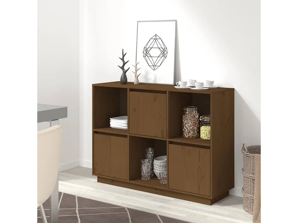 Sideboard Honigbraun 110,5x35x80 cm Massivholz Kiefer