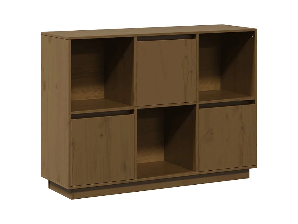 Credenza Marrone Ambrato 110,5x35x80 cm Legno Massello di Pino