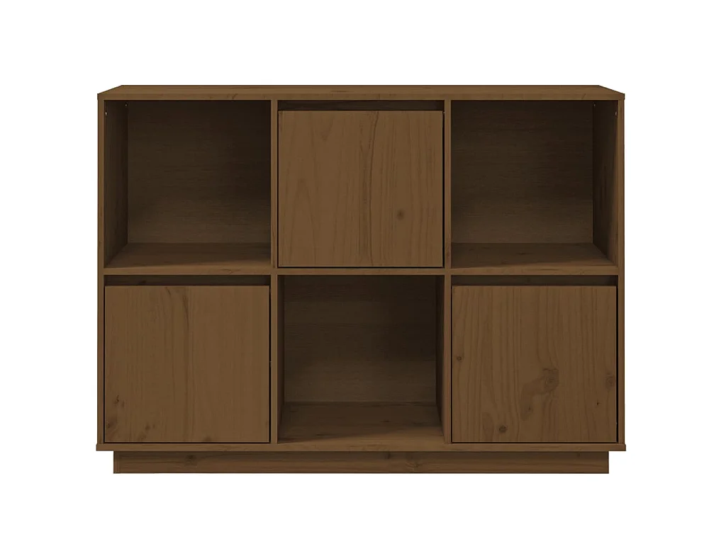 Credenza Marrone Ambrato 110,5x35x80 cm Legno Massello di Pino