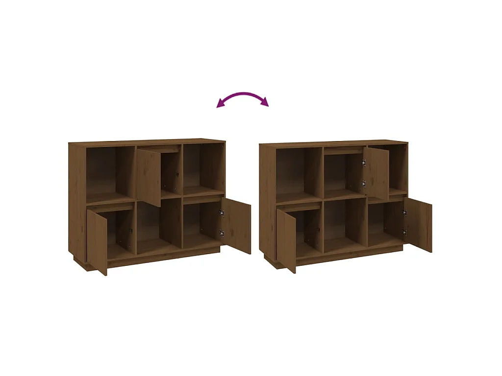 Credenza Marrone Ambrato 110,5x35x80 cm Legno Massello di Pino