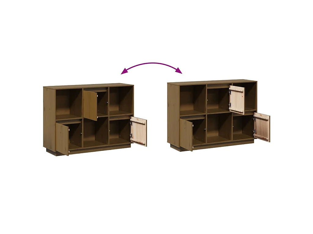 Credenza Marrone Ambrato 110,5x35x80 cm Legno Massello di Pino