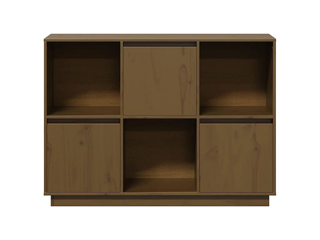 Credenza Marrone Ambrato 110,5x35x80 cm Legno Massello di Pino