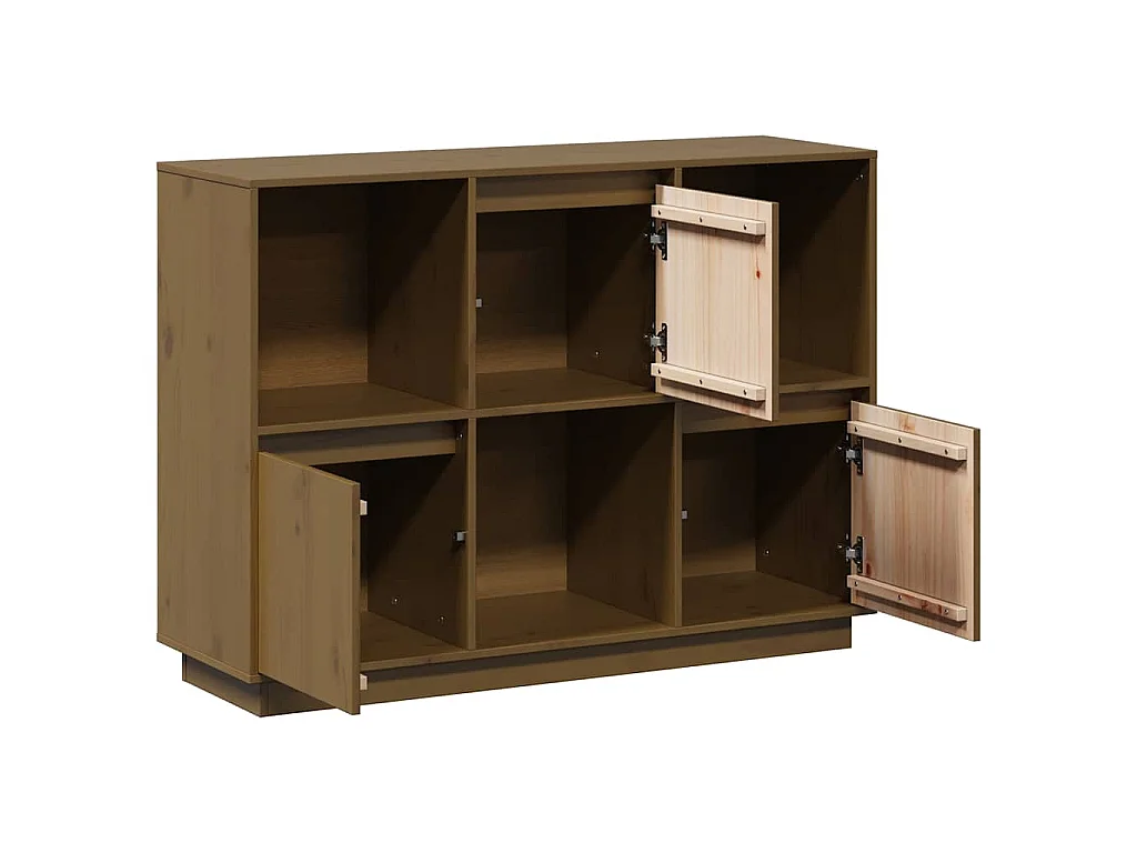 Credenza Marrone Ambrato 110,5x35x80 cm Legno Massello di Pino