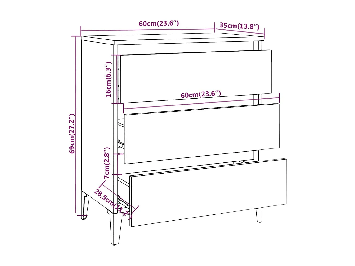 Buffet Chêne fumé 60x35x69 cm Bois d'ingénierie