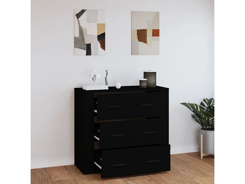 Credenza Nera 80x33x70 cm in Legno Multistrato
