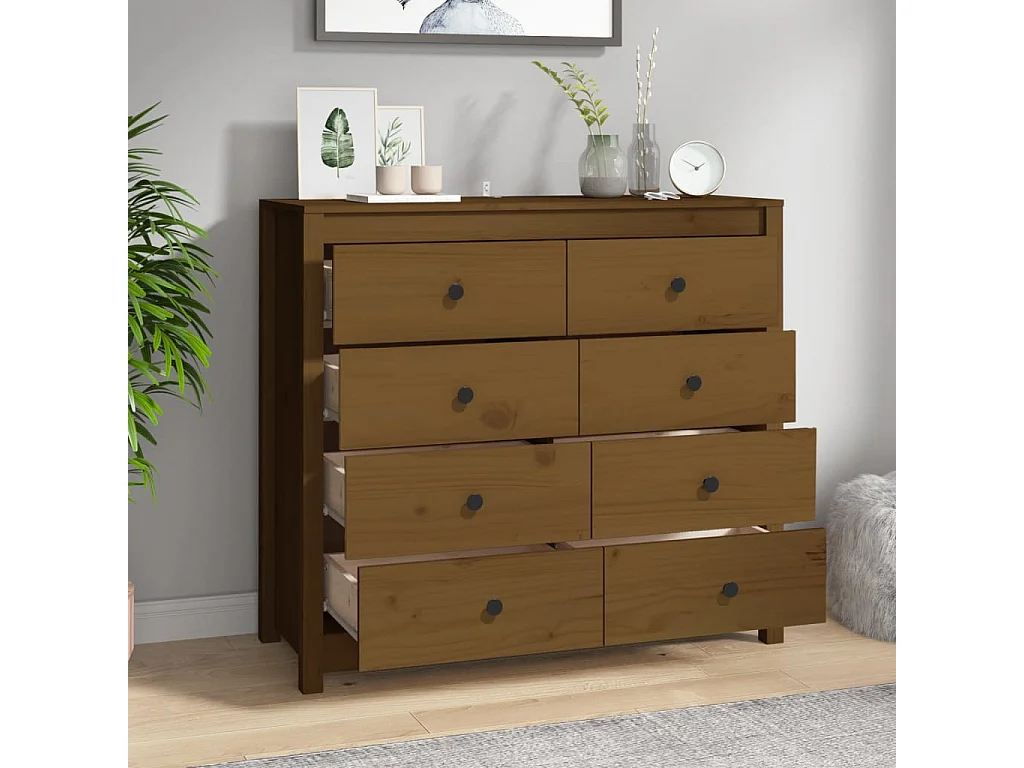 Armoire latérale Marron Miel 100x40x90 cm Bois de pin massif