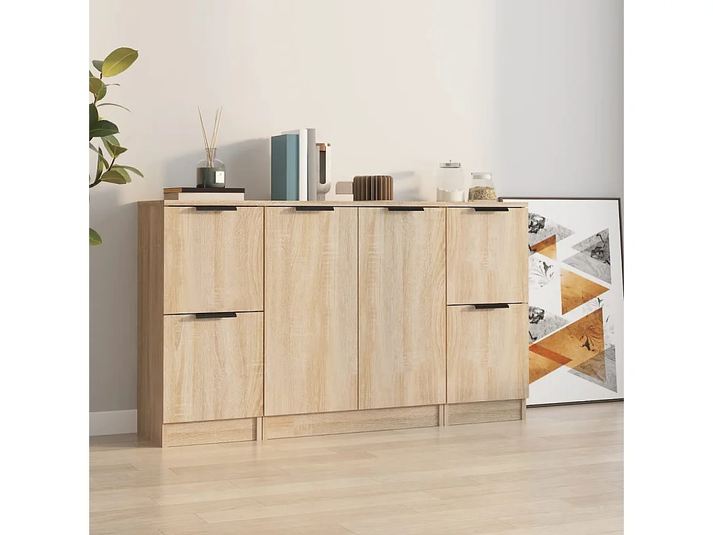 Credenze 3 pz Rovere Sonoma in Legno Multistrato