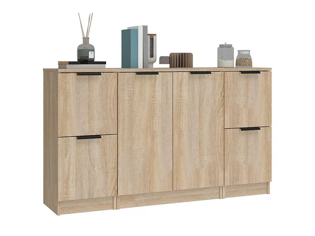 Credenze 3 pz Rovere Sonoma in Legno Multistrato