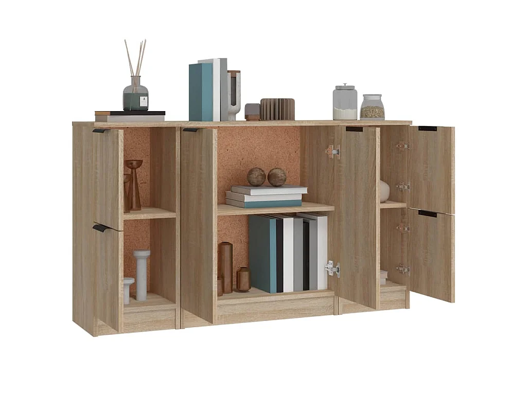 Credenze 3 pz Rovere Sonoma in Legno Multistrato