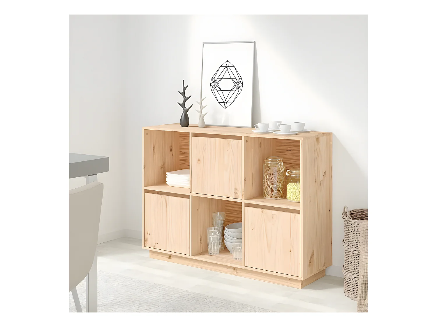 Dressoir 110,5x35x80 cm massief grenenhout