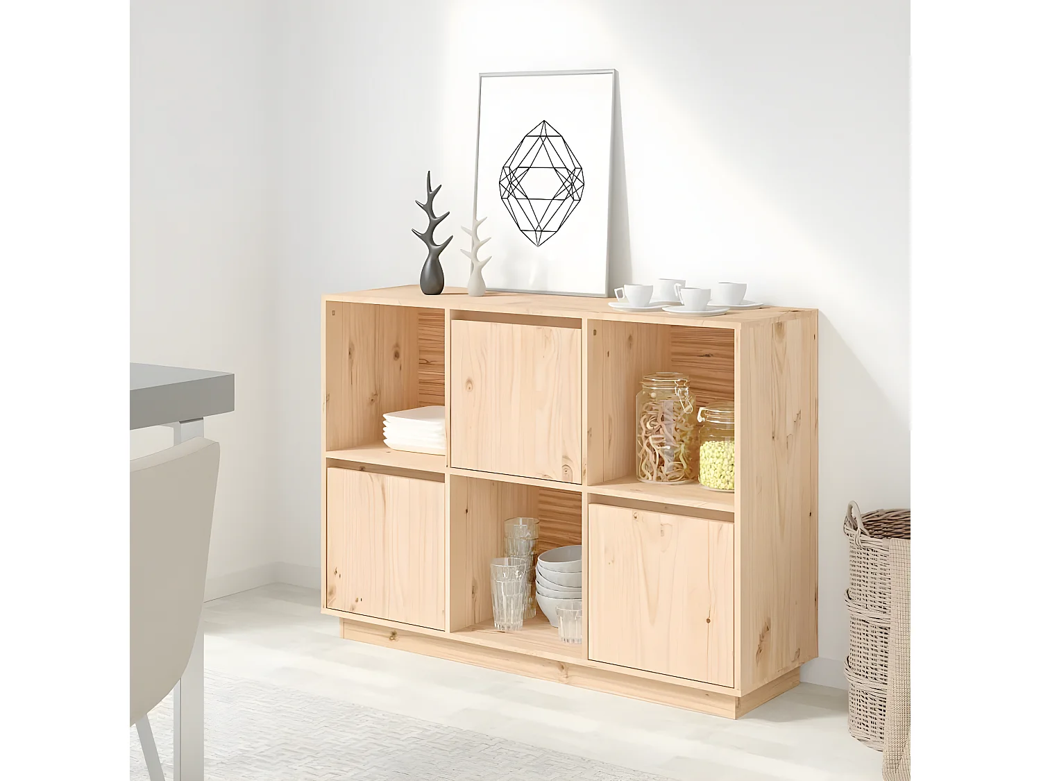 Dressoir 110,5x35x80 cm massief grenenhout