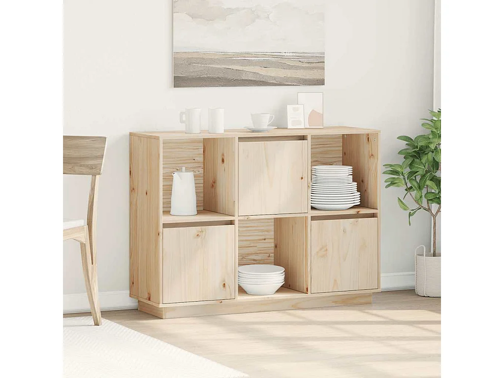Credenza 110,5x35x80 cm in Legno Massello di Pino