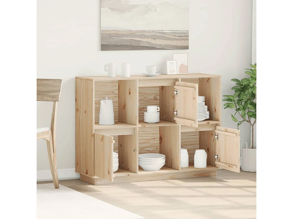 Credenza 110,5x35x80 cm in Legno Massello di Pino