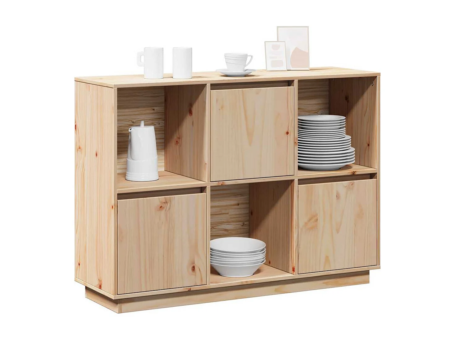 Credenza 110,5x35x80 cm in Legno Massello di Pino