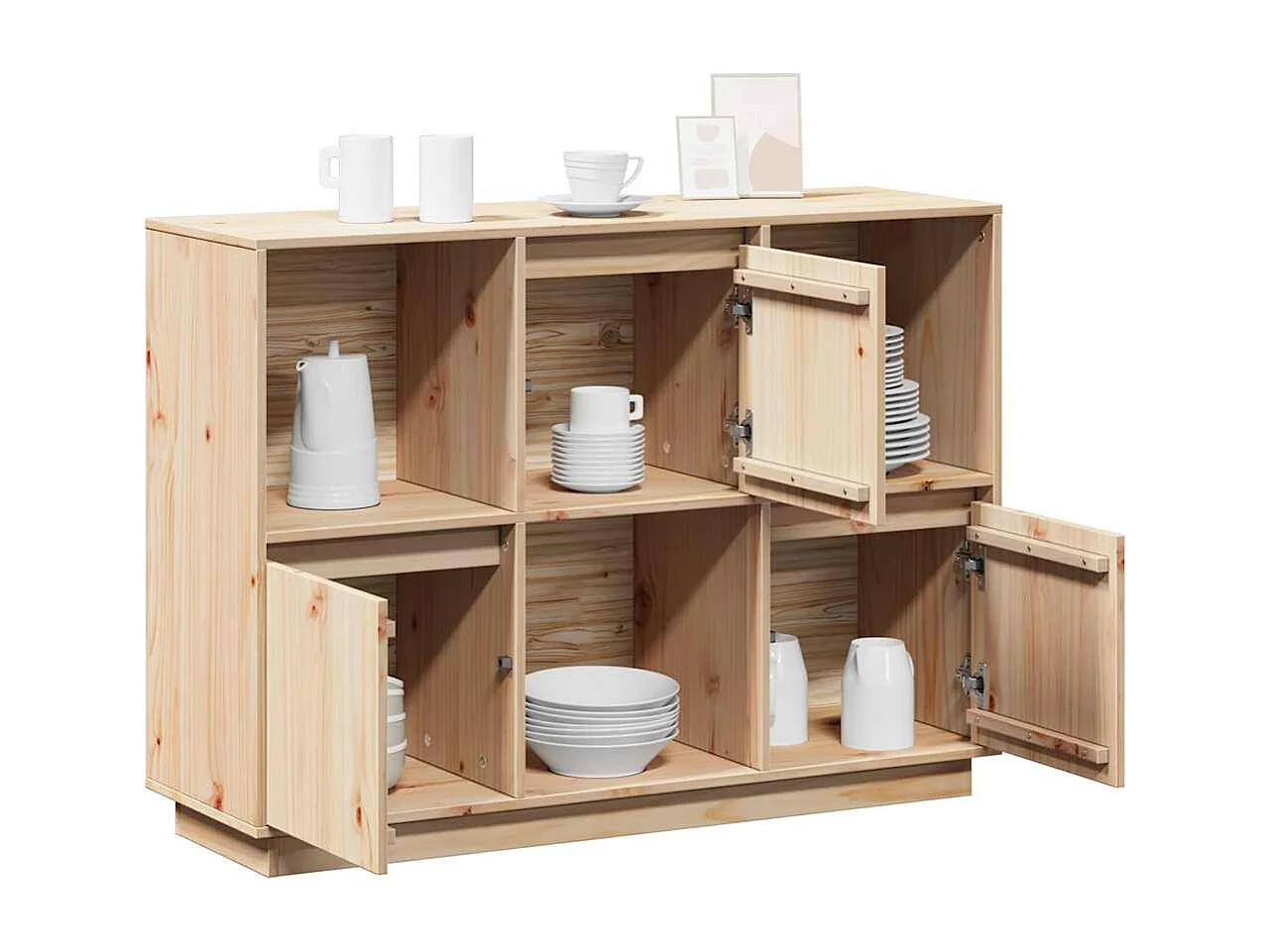 Credenza 110,5x35x80 cm in Legno Massello di Pino