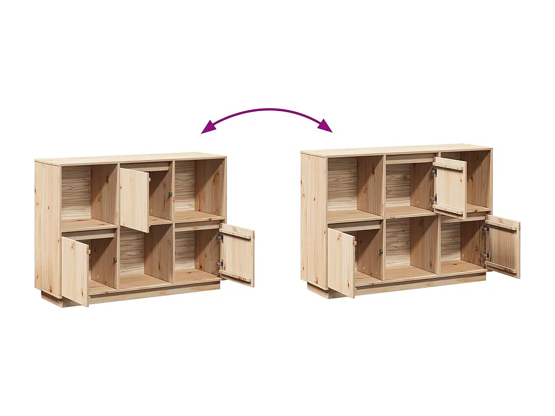 Credenza 110,5x35x80 cm in Legno Massello di Pino