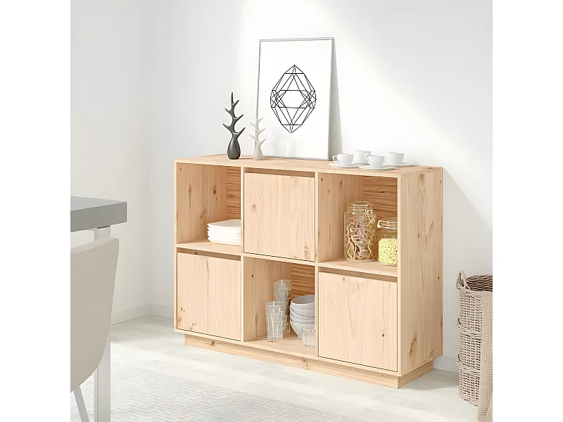 Aparador de madera maciza de pino 110,5x35x80 cm