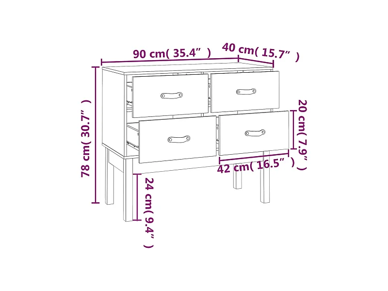 Konsolenschrank Honigbraun 90x40x78 cm Massivholz Kiefer