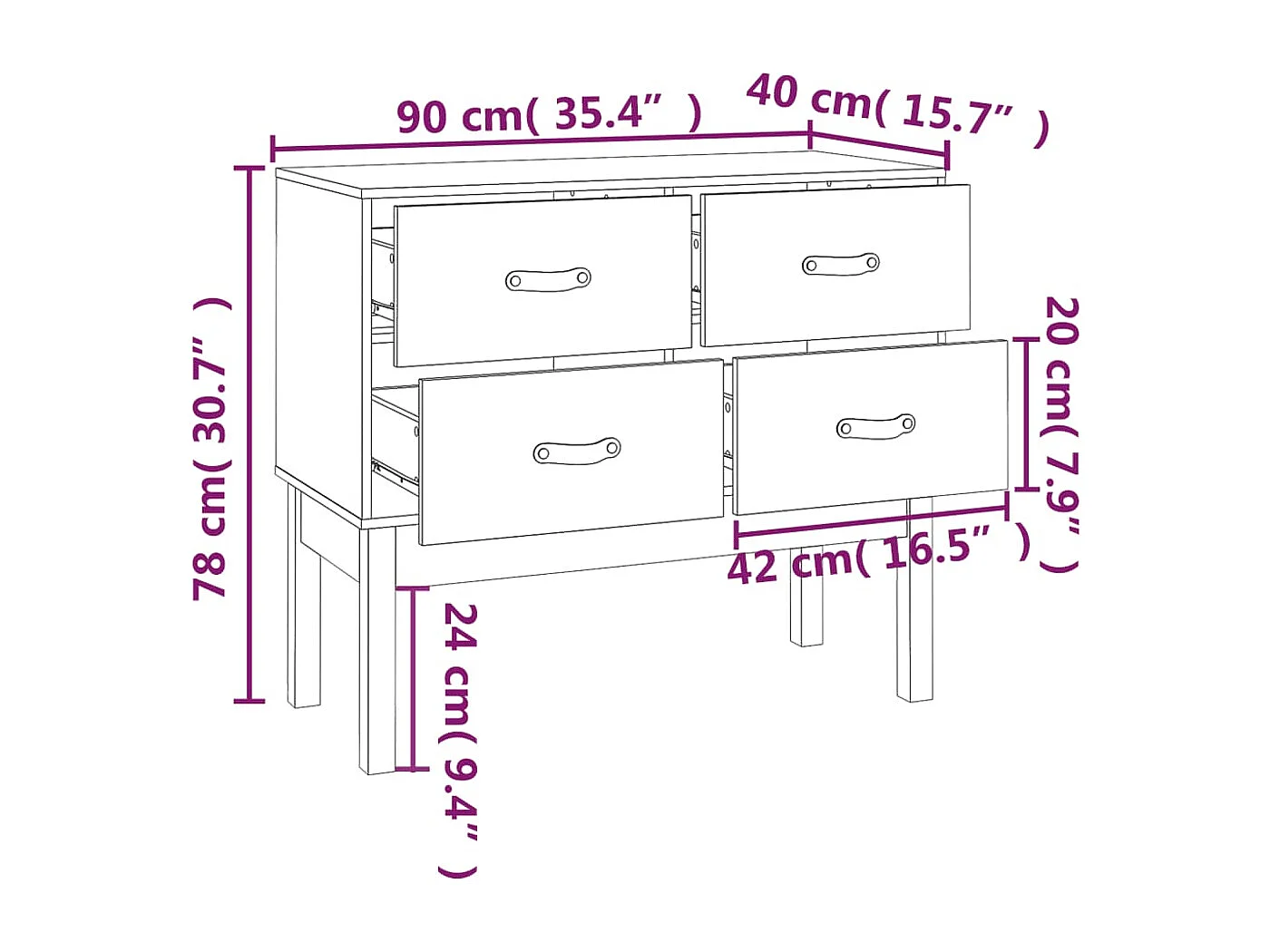 Konsolenschrank Honigbraun 90x40x78 cm Massivholz Kiefer