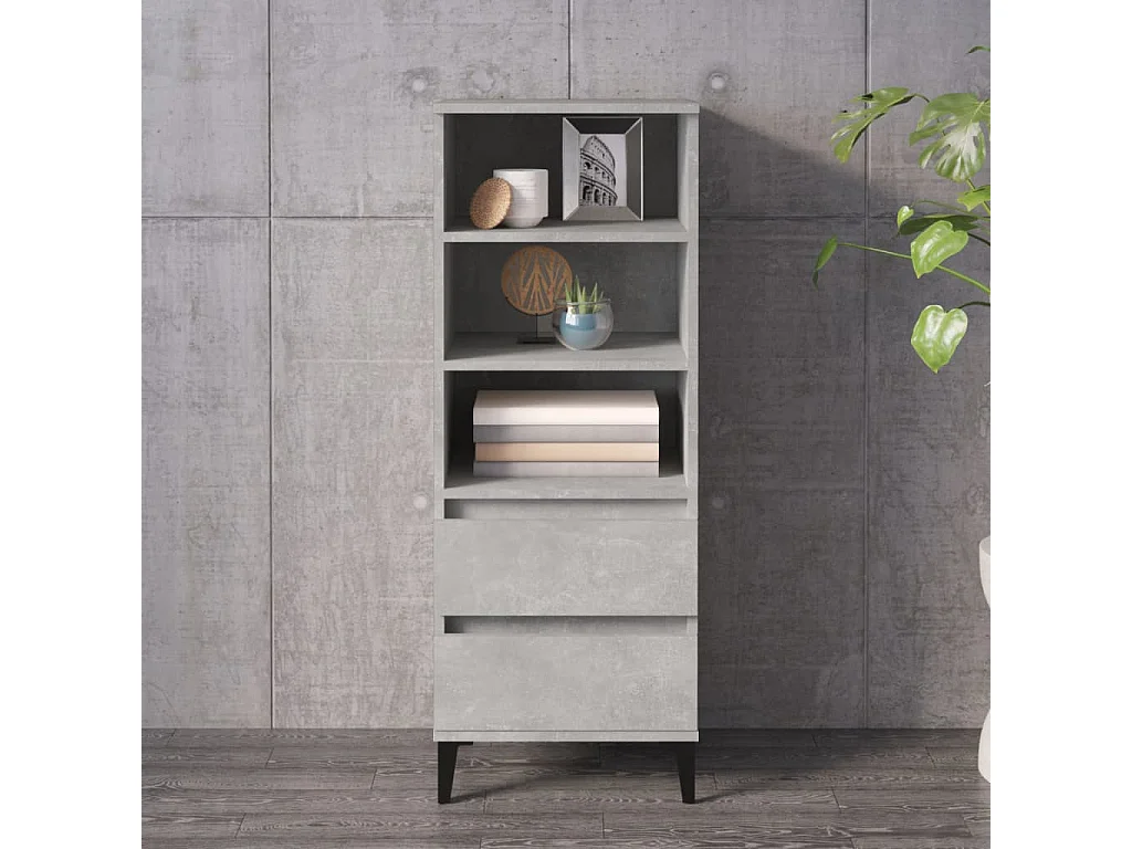 Buffet haut Gris béton 40x36x110 cm Bois d'ingénierie