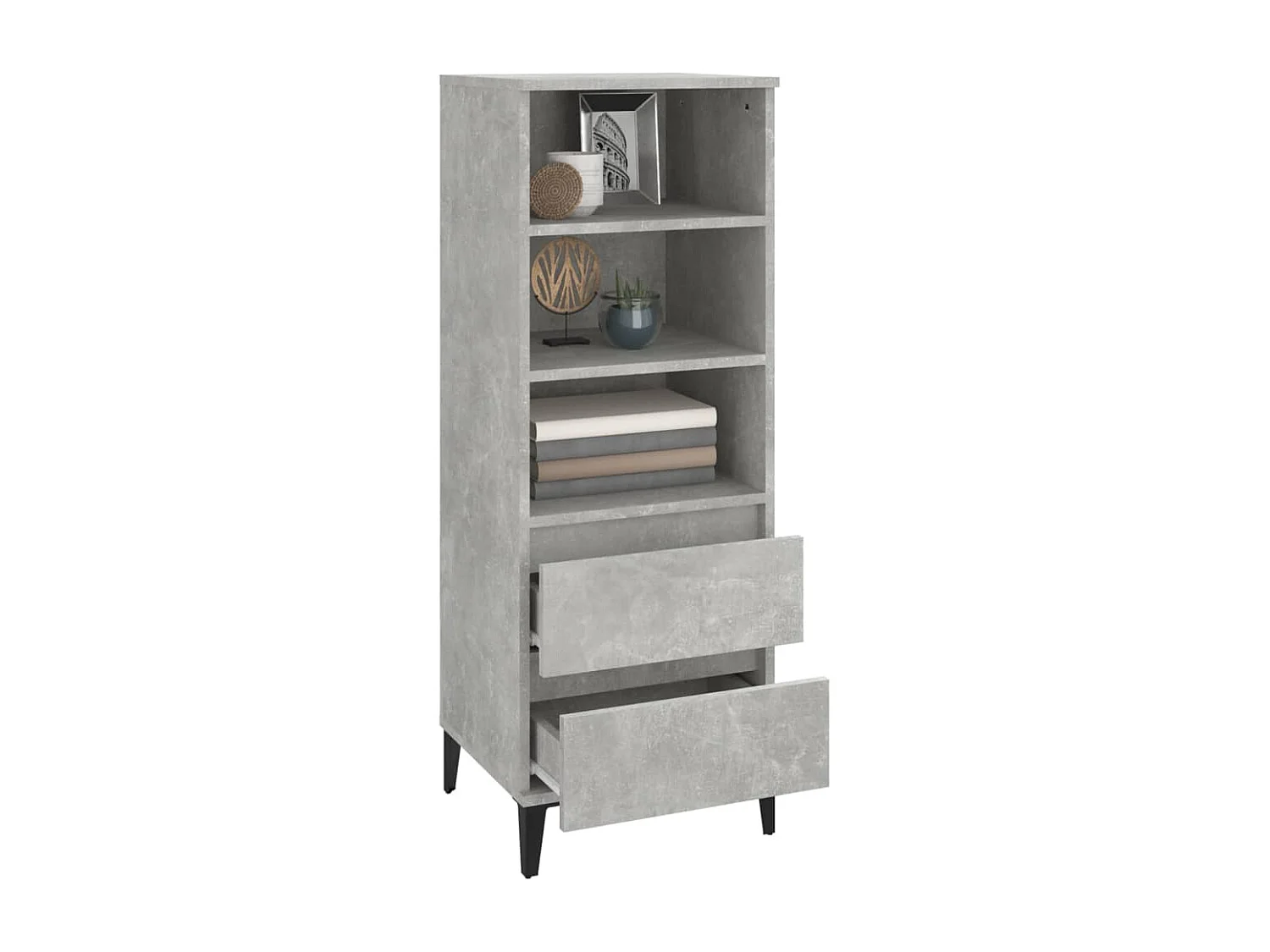 Buffet haut Gris béton 40x36x110 cm Bois d'ingénierie