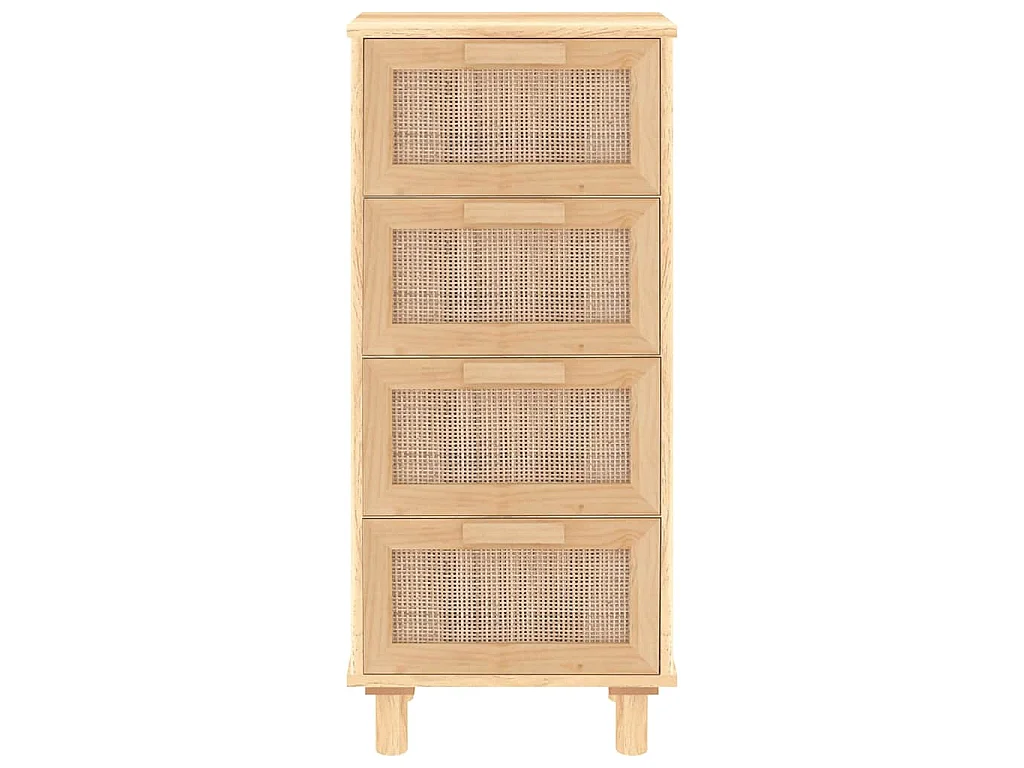 Aparador marrón madera pino maciza y ratán natural 40x30x90 cm