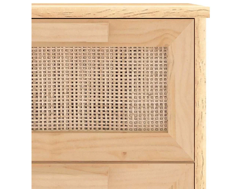 Aparador marrón madera pino maciza y ratán natural 40x30x90 cm