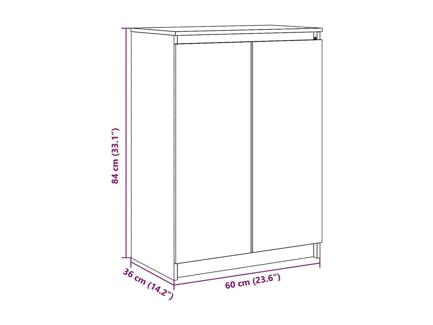 Credenza 60x36x84 cm in Legno Massello di Pino