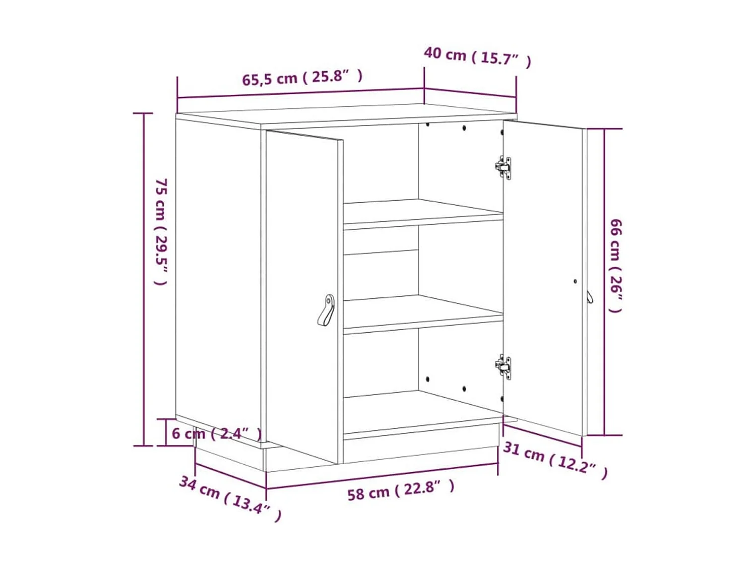 Dressoir 65,5x40x75 cm massief grenenhout honingbruin