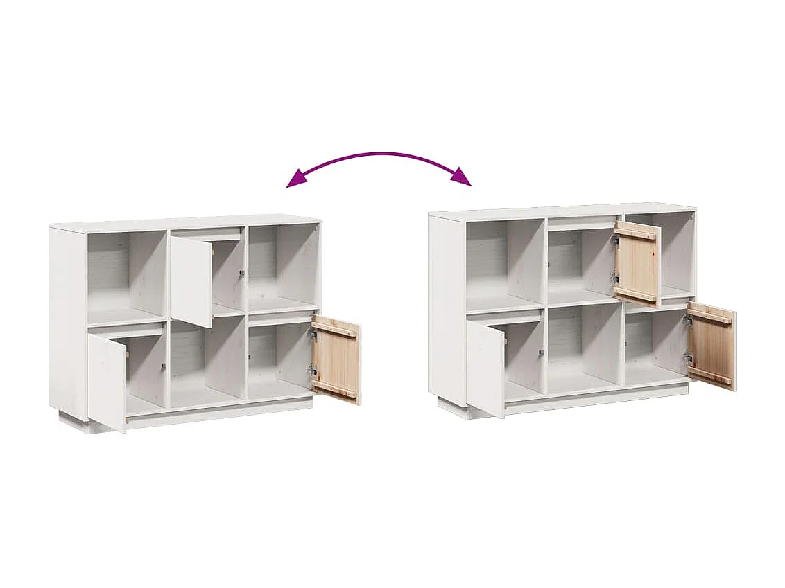 Sideboard Weiß 110,5x35x80 cm Massivholz Kiefer